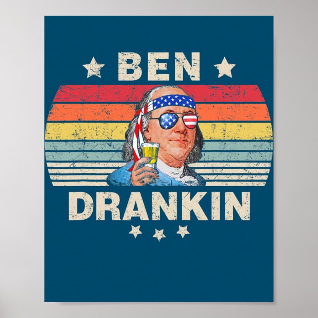 Ben Drankin 4:e juli Benjamin Franklin Manar Poster (Framsidan)
