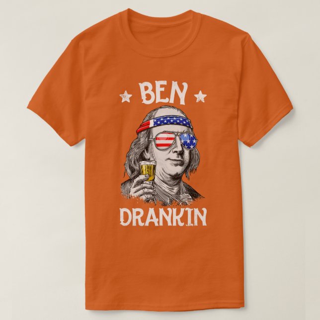 Ben Drankin 4:e juli Benjamin Franklin Manar Wome T Shirt (Design framsida)
