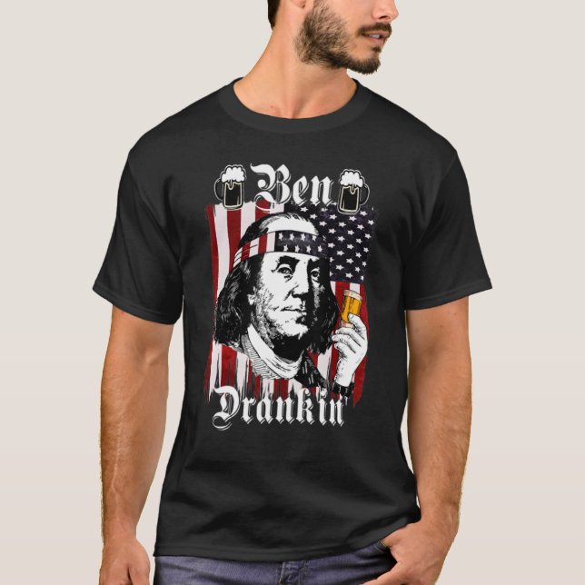 Ben Drankin 4:e juli Benjamin Franklin Usa Fla T Shirt (Framsida)