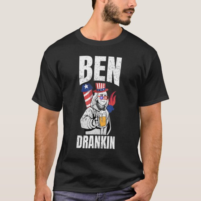 Ben Drankin 4:e juli Benjamin Franklin Usa Fla T Shirt (Framsida)