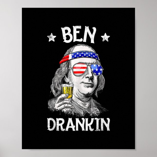 Ben Drankin 4:e juli Funny Benjamin Franklin Poster (Framsidan)