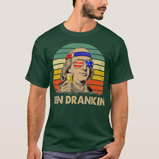 Ben Drankin 4:e juli Independence day Beer T Shirt (Framsida)