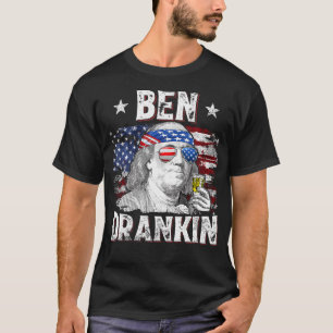 Ben Drankin 4:e juli USA flagga Manar dricksöl T Shirt