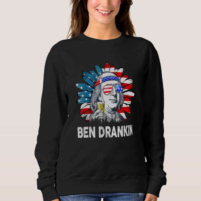 Ben Drankin 4:e juli Wome Benjamin Franklin Manar T Shirt (Framsida)