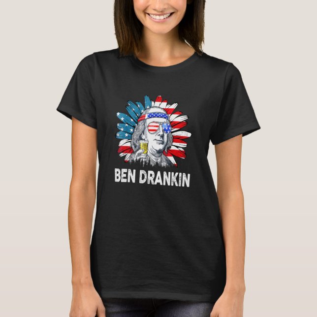 Ben Drankin 4:e juli Wome Benjamin Franklin Manar T Shirt (Framsida)