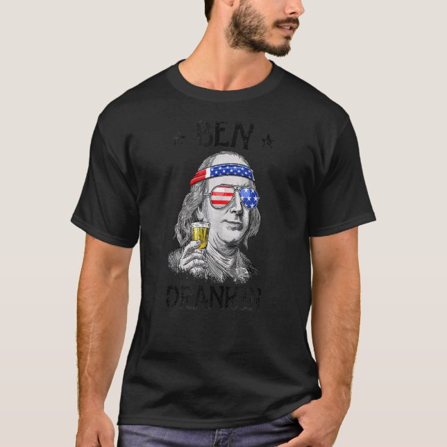Ben Drankin 4:e juli Wome Benjamin Franklin Manar T Shirt (Framsida)