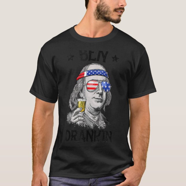 Ben Drankin 4:e juli Wome Benjamin Franklin Manar T Shirt (Framsida)