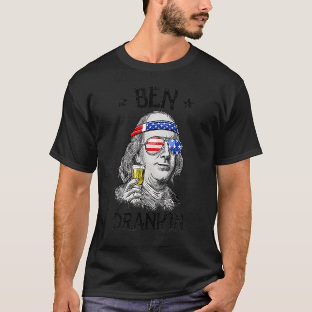 Ben Drankin 4:e juli Wome Benjamin Franklin Manar T Shirt (Framsida)