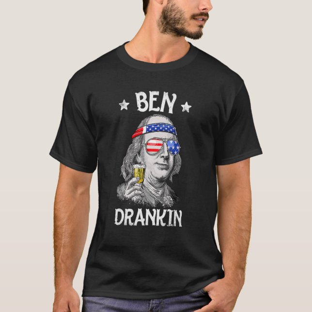 Ben Drankin 4:e juli Wome Benjamin Franklin Manar T Shirt (Framsida)