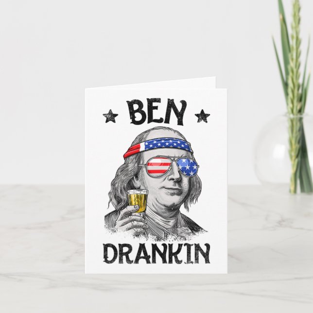 Ben Drankin 4 juli Benjamin Franklin Män Kvinnor Kort (Framsida)