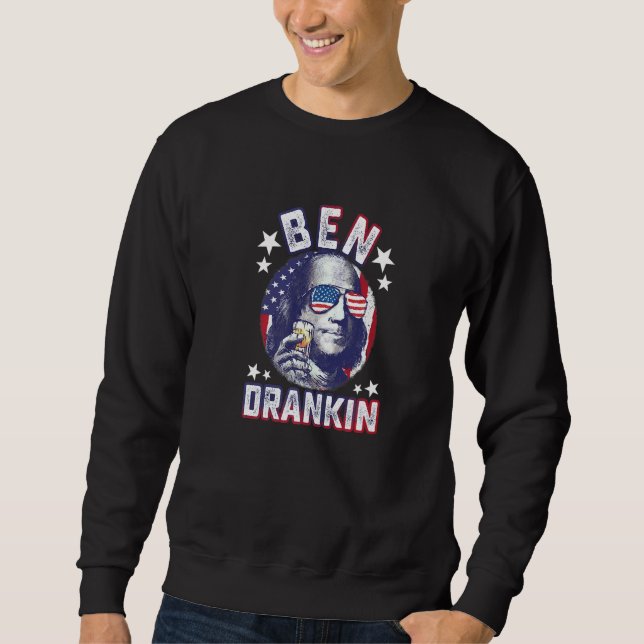 Ben Drankin 4 juli Benjamin Franklin Män Kvinnor Lång Ärmad Tröja (Framsida)