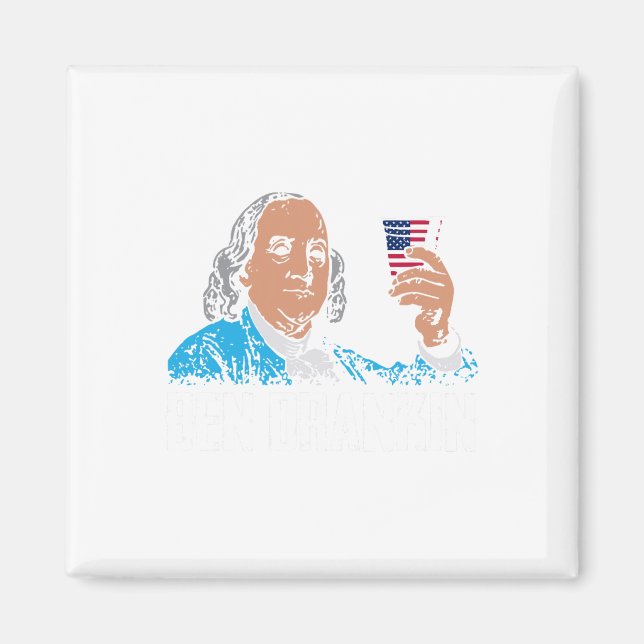 Ben Drankin 4 juli Benjamin Franklin Män Kvinnor Magnet (Framsidan)