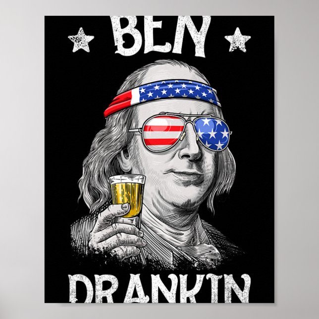 Ben Drankin 4 juli Benjamin Franklin Män Kvinnor Poster (Framsidan)
