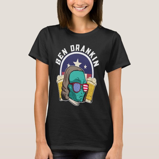 Ben Drankin Alien USA 4 juli T Shirt (Framsida)