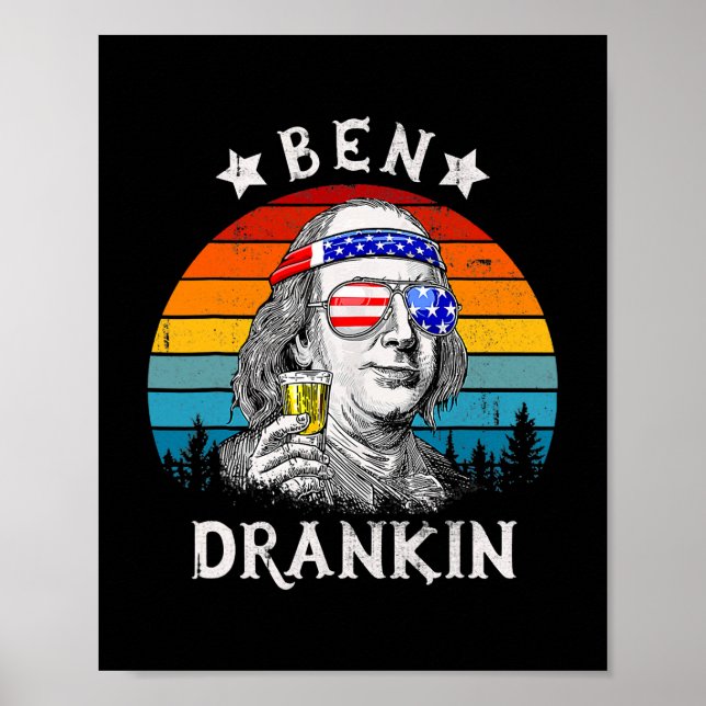 Ben Drankin Beer 4:e juli: Lilla Patriotic USA Poster (Framsidan)