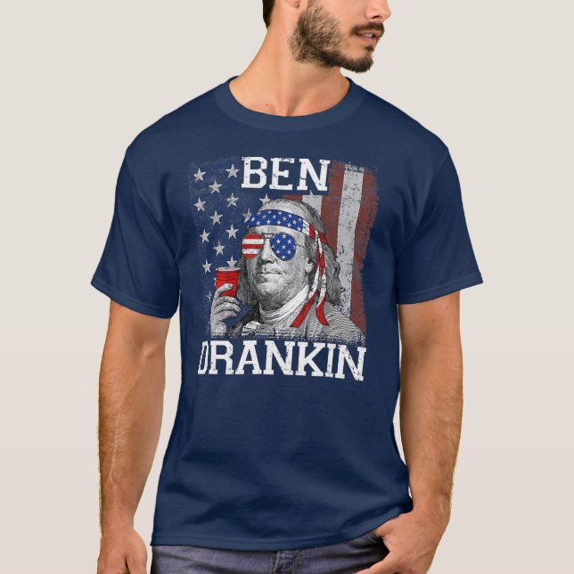Ben Drankin Beer 4:e juli: Lilla Patriotic USA  T Shirt (Framsida)