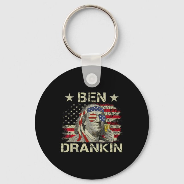 Ben Drankin Benjamin Franklin 4:e Juli Roligt Dric Nyckelring (Framsida)