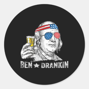 Ben Drankin - Benjamin Franklin Drinking Beer - 4t Runt Klistermärke