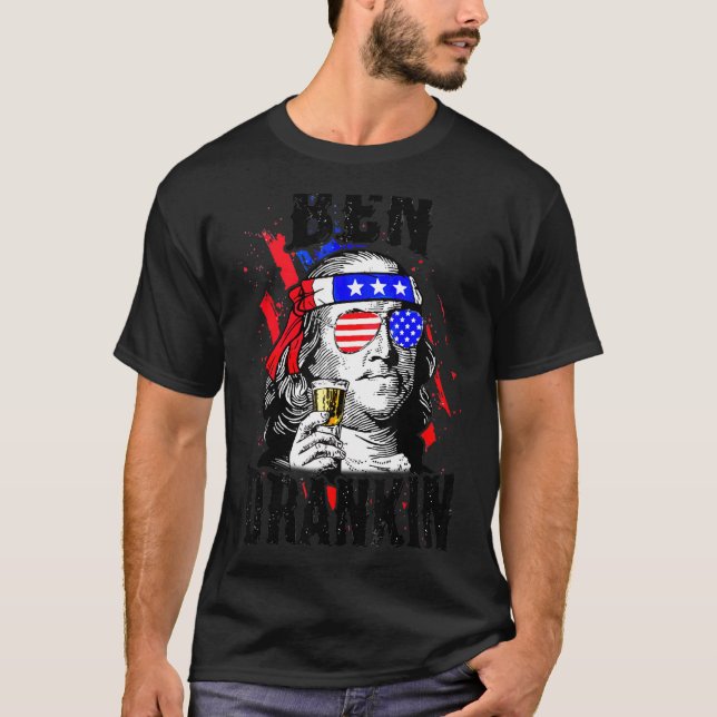 Ben Drankin Drinking Team Beer Benjamin Franklin 4 T Shirt (Framsida)