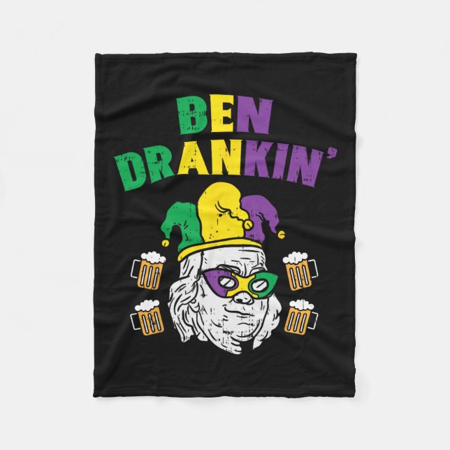 Ben Drankin Franklin Us President Funny Mardi Gras Fleecefilt (Framsidan)