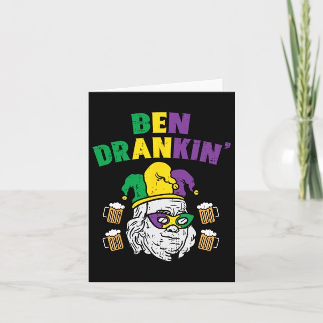 Ben Drankin Franklin Us President Funny Mardi Gras Kort (Framsida)