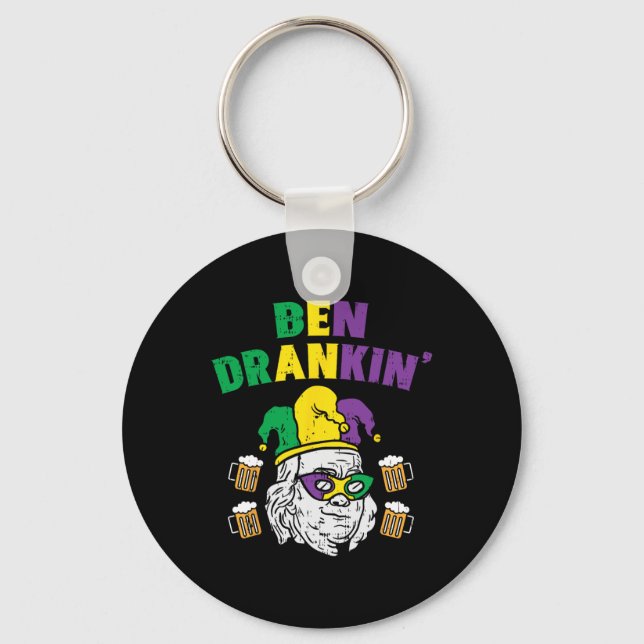 Ben Drankin Franklin Us President Funny Mardi Gras Nyckelring (Framsida)