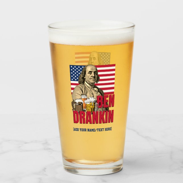 BEN DRANKIN juli 4:e anpassade namn Glaskopp (Framsida fylld)