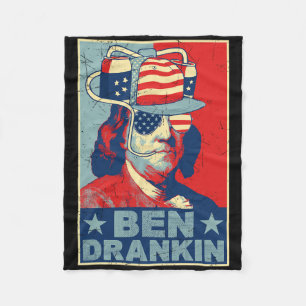 Ben Drankin Öl 4:e Juli Retro Öljubbare Dryck Fleecefilt