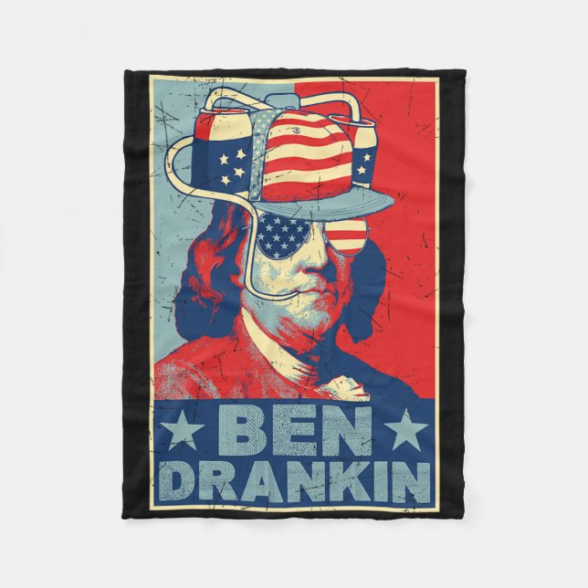 Ben Drankin Öl 4:e Juli Retro Öljubbare Dryck Fleecefilt (Framsidan)