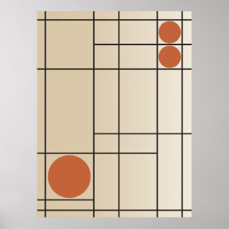 Ben Drift nr 1 Beige + Terrakotta Geometrisk Konst Poster
