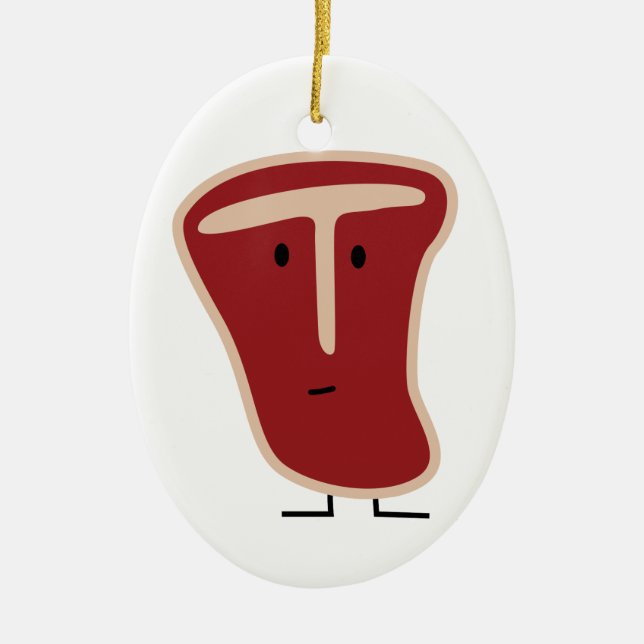 ben för nötkött för T-ben steakkött protein Julgransprydnad Keramik (Framsidan)