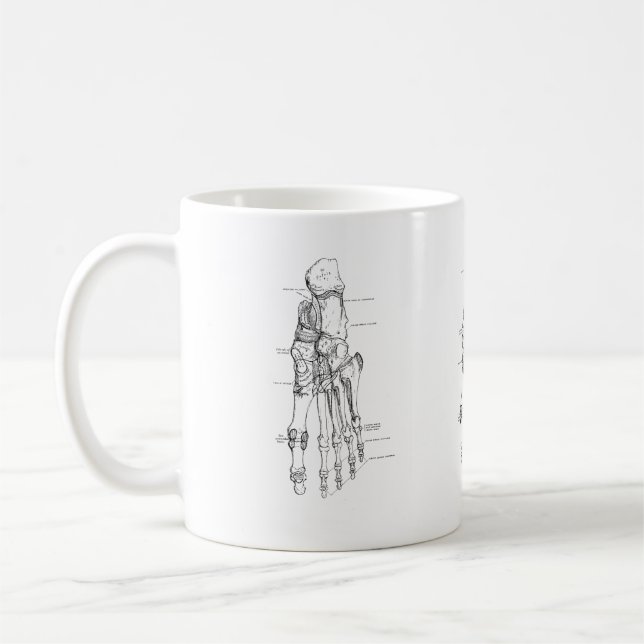 Ben för vintageanatomikonst av foten kaffemugg (Vänster)