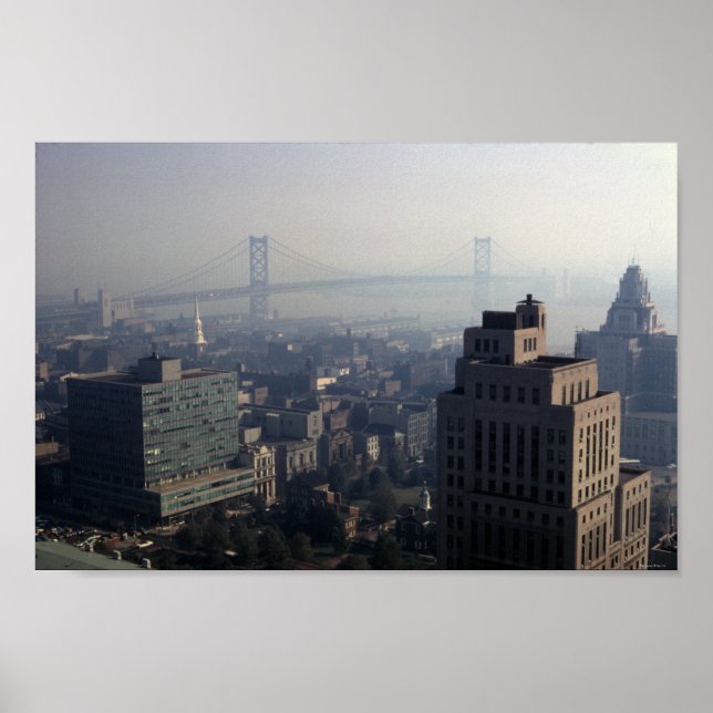 Ben Franklin Bridge Delaware River Suspension 1970 Poster (Framsidan)