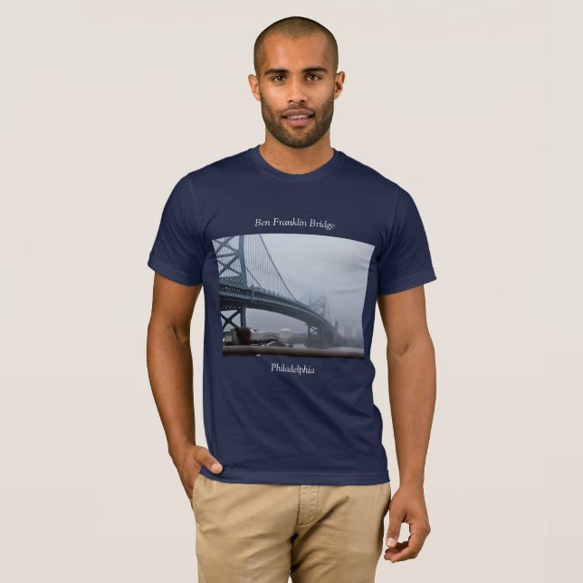 Ben Franklin Bridge Philadelphia Tee Shirt (Hel framsida)