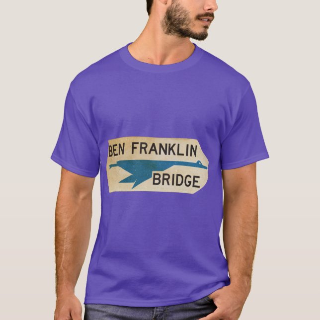 Ben Franklin Bridge skylt överdimensionerad T Shirt (Framsida)