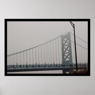 Ben Franklin Bridge under Fog Poster