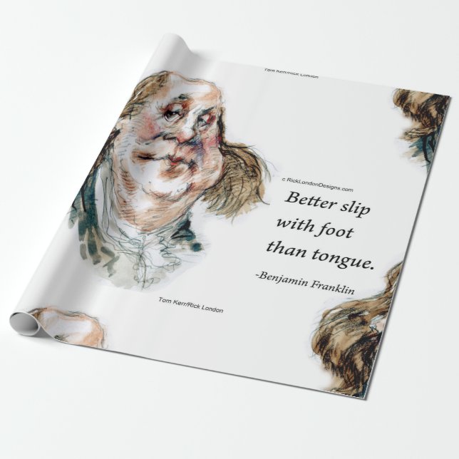 Ben Franklin & Citat Rollig Karikatyr Presentpapper (Utrullad)
