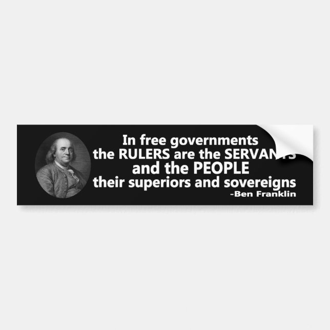 Ben Franklin citationsteckenlinjaler är tjänare Bildekal (Framsidan)