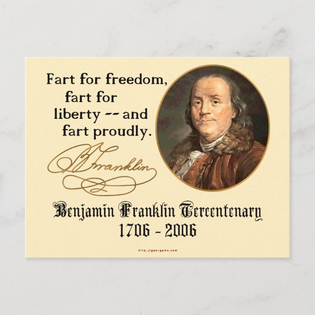 Ben Franklin - Fart Proudly Vykort (Framsida)