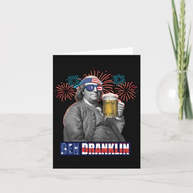 Ben Franklin firar självständighetsdagen. Ben Drak Kort (Framsida)