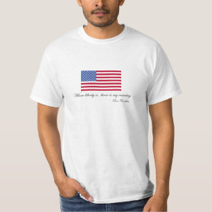 Ben Franklin frihetcitationstecken "mitt land" USA T Shirt