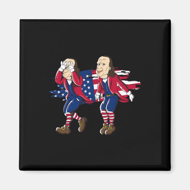 Ben Franklin Griddy American Flagga 4:e juli Magnet (Framsidan)