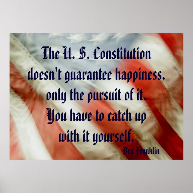 Ben Franklin Happiness Quote Poster (Framsidan)