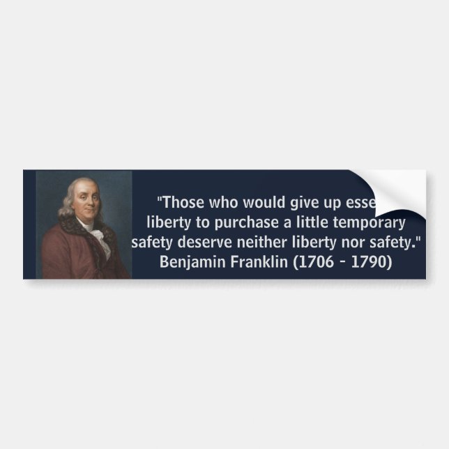 Ben Franklin Liberty Quote Bildekal (Framsidan)