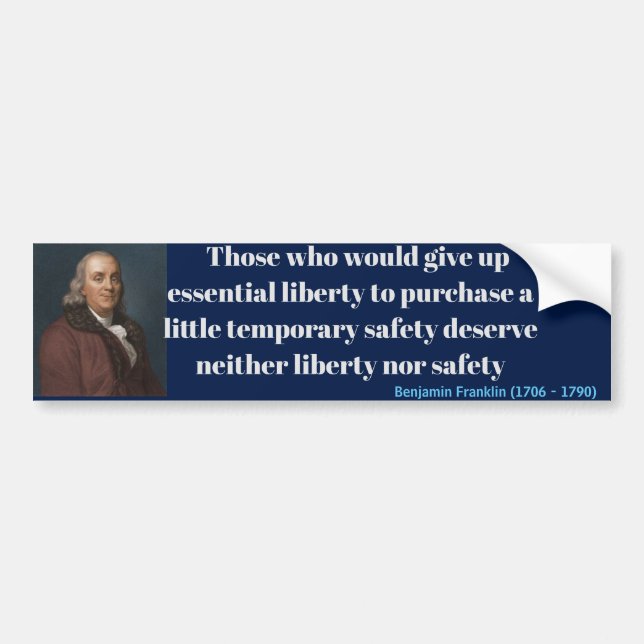 Ben Franklin Liberty Quote Bildekal (Framsidan)