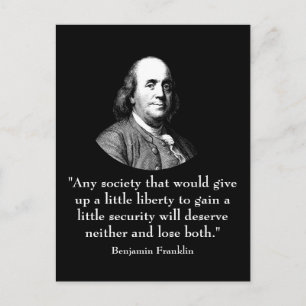 Ben Franklin och citationstecken Vykort