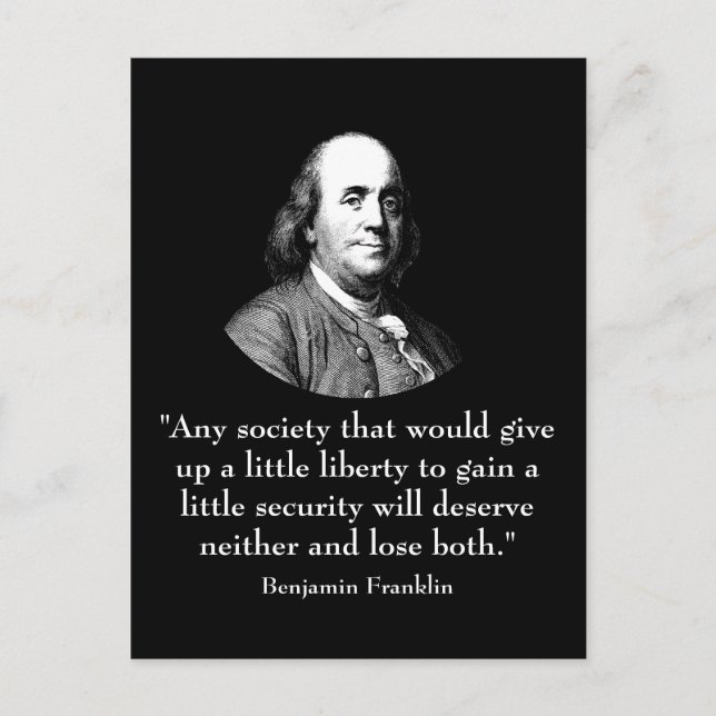 Ben Franklin och citationstecken Vykort (Framsida)