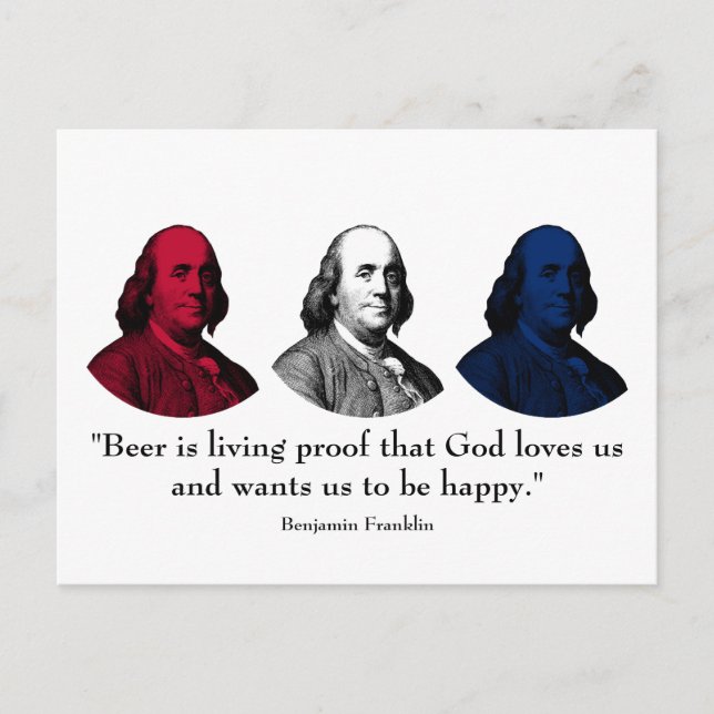 Ben Franklin och Quote - Red, White och Blue Vykort (Framsida)