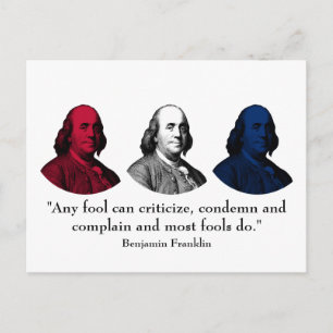 Ben Franklin och Quote - Red, White och Blue Vykort