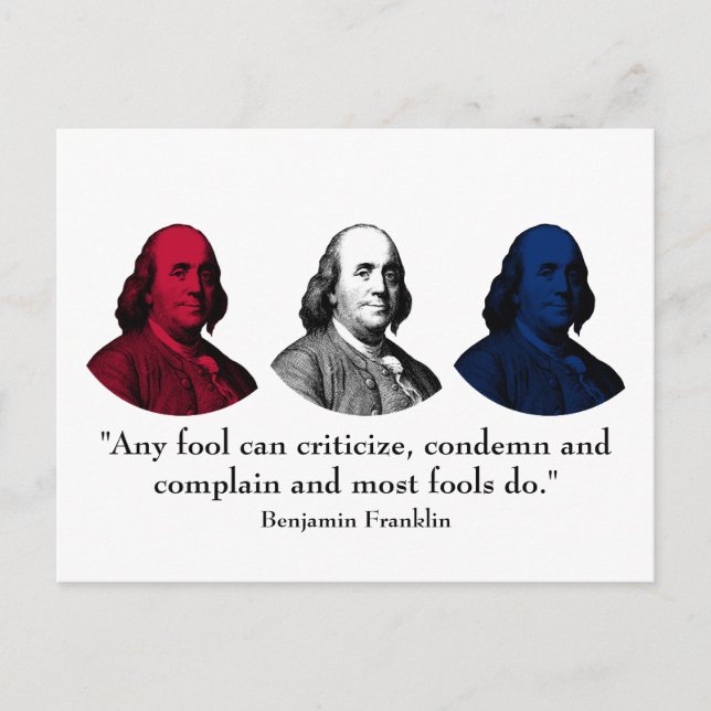 Ben Franklin och Quote - Red, White och Blue Vykort (Framsida)